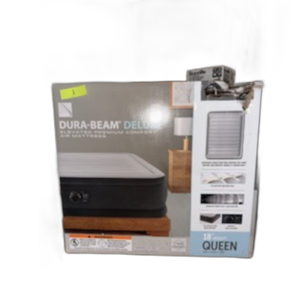 Intex Dura-Beam Deluxe Queen Air Mattress 18” Raised Bed w/ Built-in Pump
